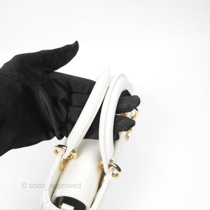 Christian Dior Small Lady D-Joy Bag Latte Lambskin Cannage Gold Hardware