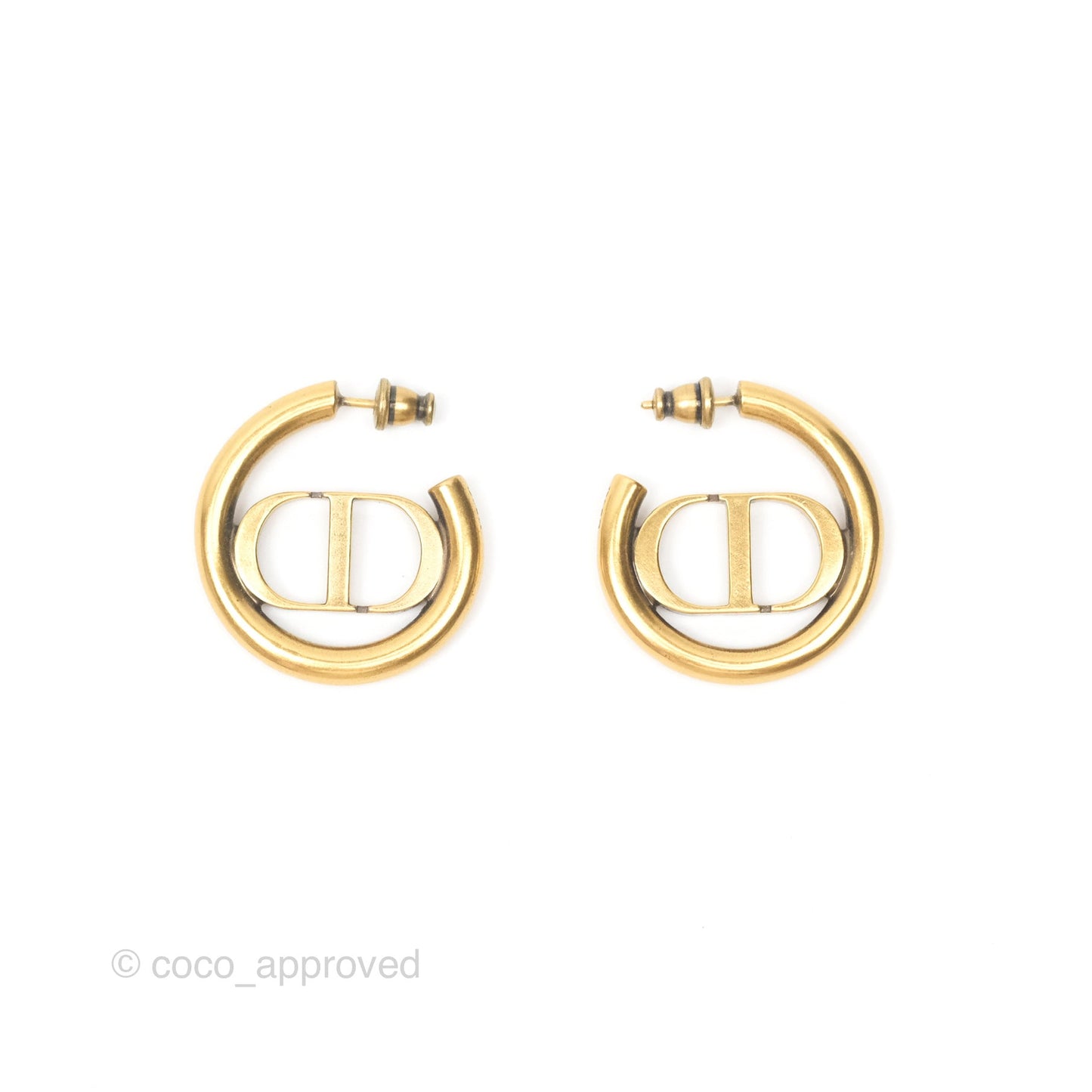 Christian Dior 30 Montaigne Hoop Earrings Gold Tone