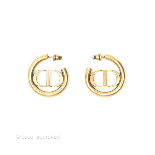 Christian Dior 30 Montaigne Hoop Earrings Gold Tone