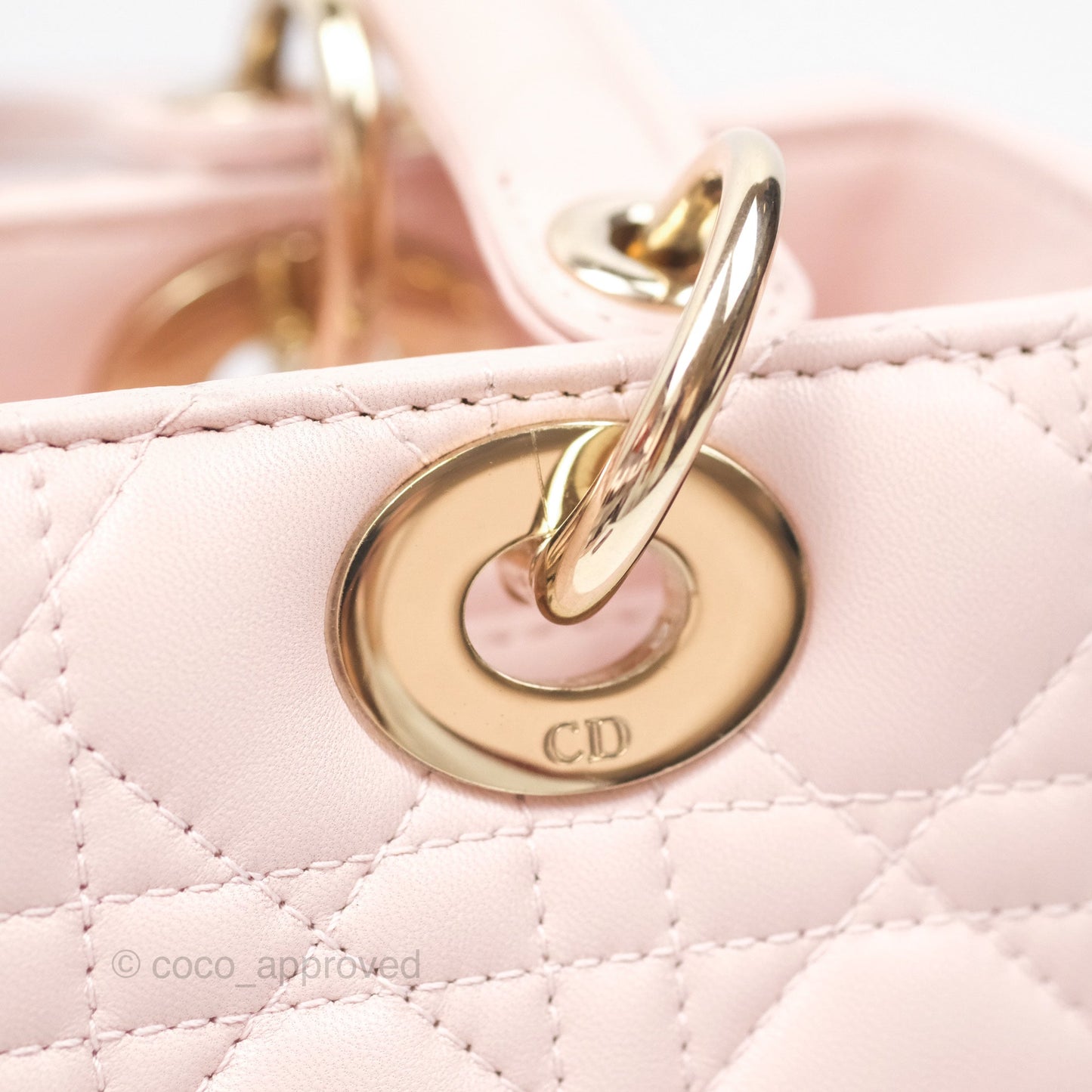Christian Dior Medium Lady Dior Pink Lambskin Gold Hardware
