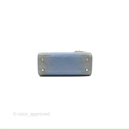 Christian Dior Mini Lady Dior Ombre Blue Lizard Gold Hardware