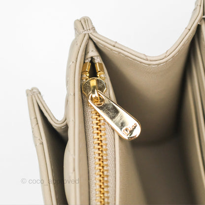 Christian Dior My Dior Daily Chain Pouch Sand-Colored Cannage Lambskin Gold Hardware
