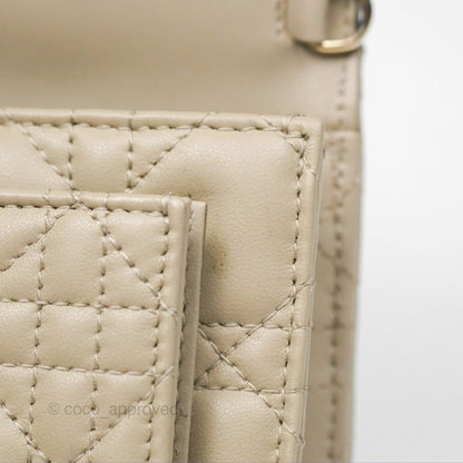 Christian Dior My Dior Daily Chain Pouch Sand-Colored Cannage Lambskin Gold Hardware