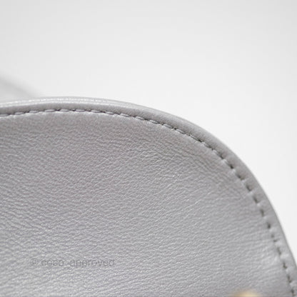 Christian Dior Lambskin Cannage Mini Lady Dior Iridescent Grey Gold Hardware