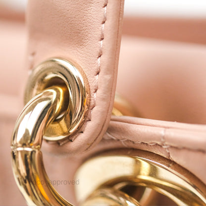 Christian Dior Medium Lady D-Joy Nude Pink Lambskin Heart Quilted