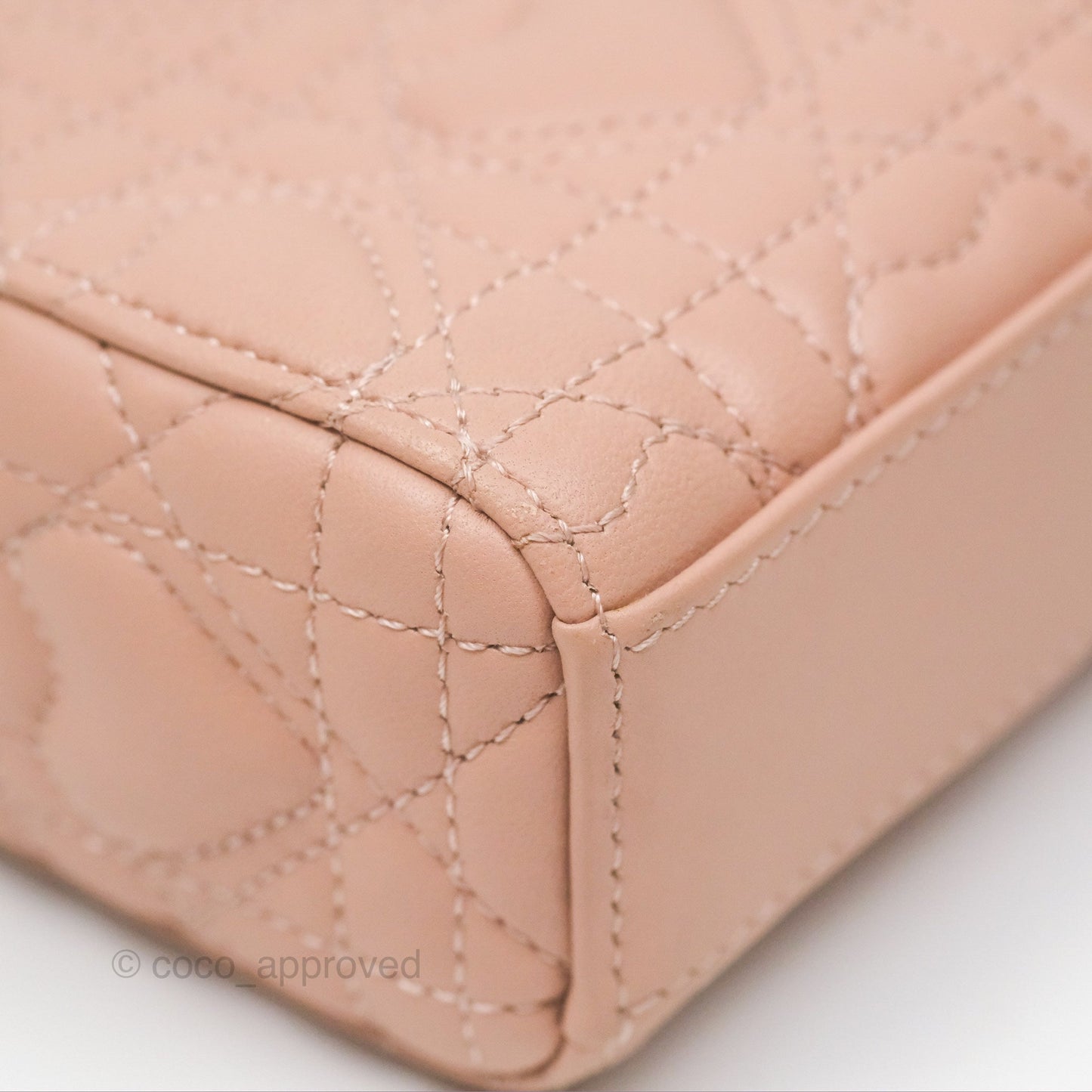 Christian Dior Medium Lady D-Joy Nude Pink Lambskin Heart Quilted