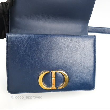 Dior 30 Montaigne Bag Navy Shiny Crinkled Lambskin