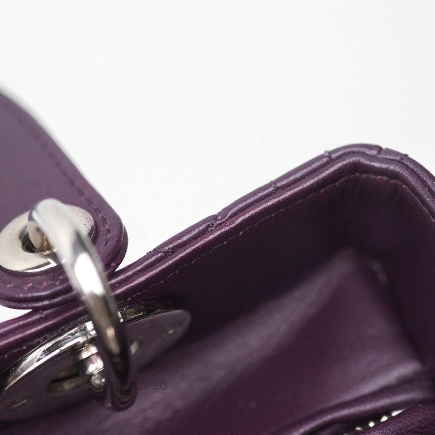 Christian Dior Medium Lady Dior Dark Purple Lambskin Silver Hardware