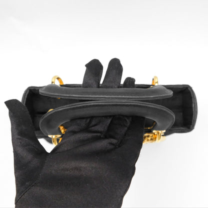 Christian Dior Vintage Medium Cannage Fabric Black Lady Dior Gold Hardware