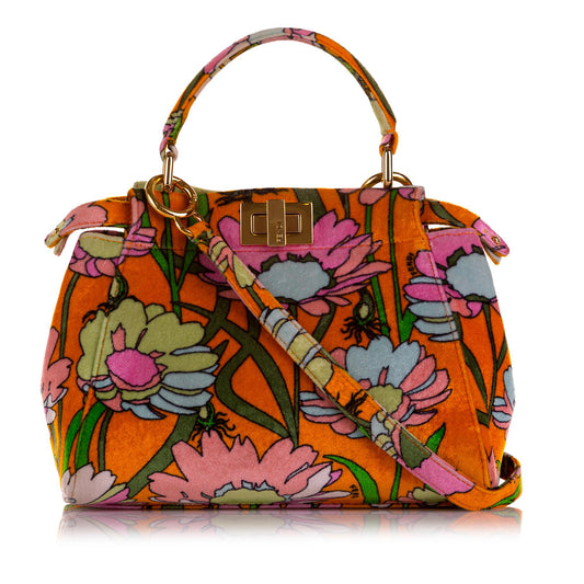 Fendi Mini Peekaboo Chenille Velvet Satchel