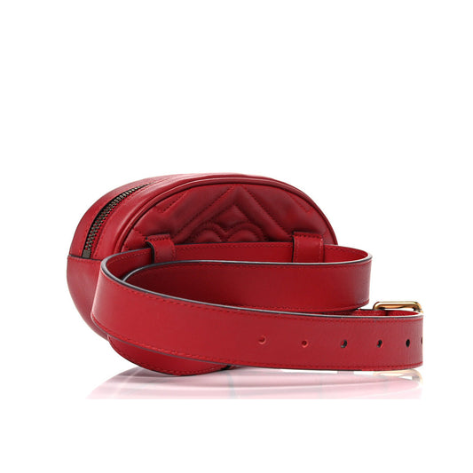 Gucci 476434 DSVRT 6433 Marmont 2.0 Women's Red Matelasse Leather Belt Bag (GG2072)