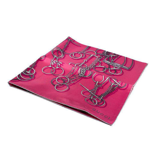 Gucci Cavalcata Silk Fuschia Twill Horsebit Shawl (GGSH102)