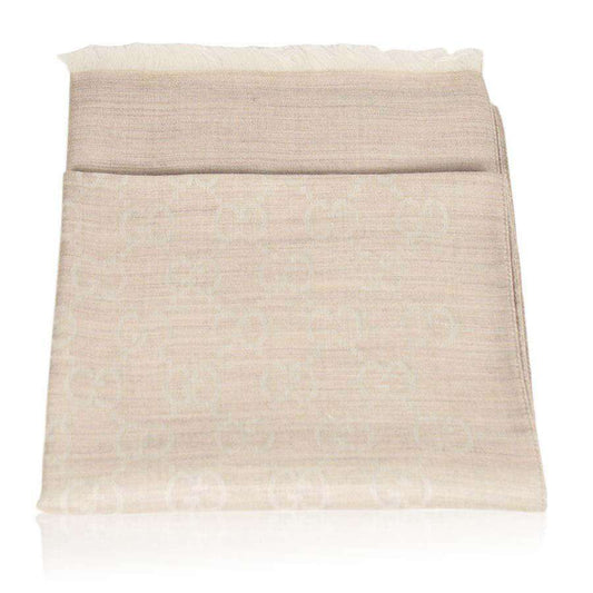 Gucci Shawl / Scarf Beige Woven GG Pattern Stole Scarf (GGS31)