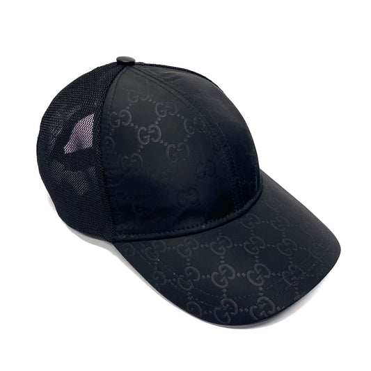 Gucci Signature Hat Unisex Black Nylon Fabric Mesh Baseball Cap 510950 4HD47 (GGH1004)