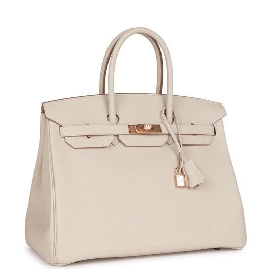 Hermes Birkin 35 Craie Togo Rose Gold Hardware