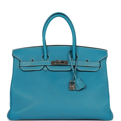 Hermes Birkin 35 Bleu Jean Togo Palladium Hardware