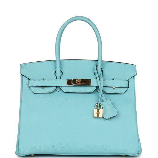 Hermes Birkin 30 Bleu Atoll Epsom Gold Hardware