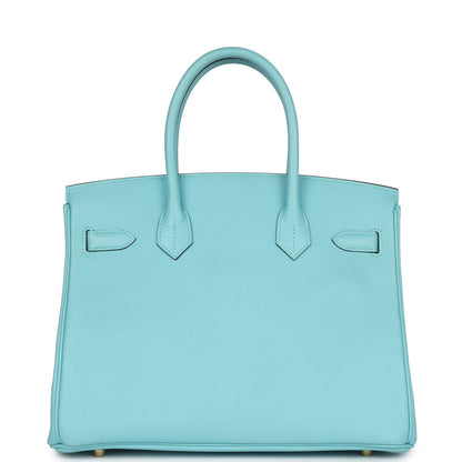 Hermes Birkin 30 Bleu Atoll Epsom Gold Hardware