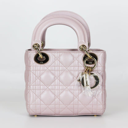 Mini Lady Dior Bag In Baby Pearly Pink with Light Gold Hardware