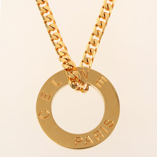 Celine Circle Logo Plate Necklace