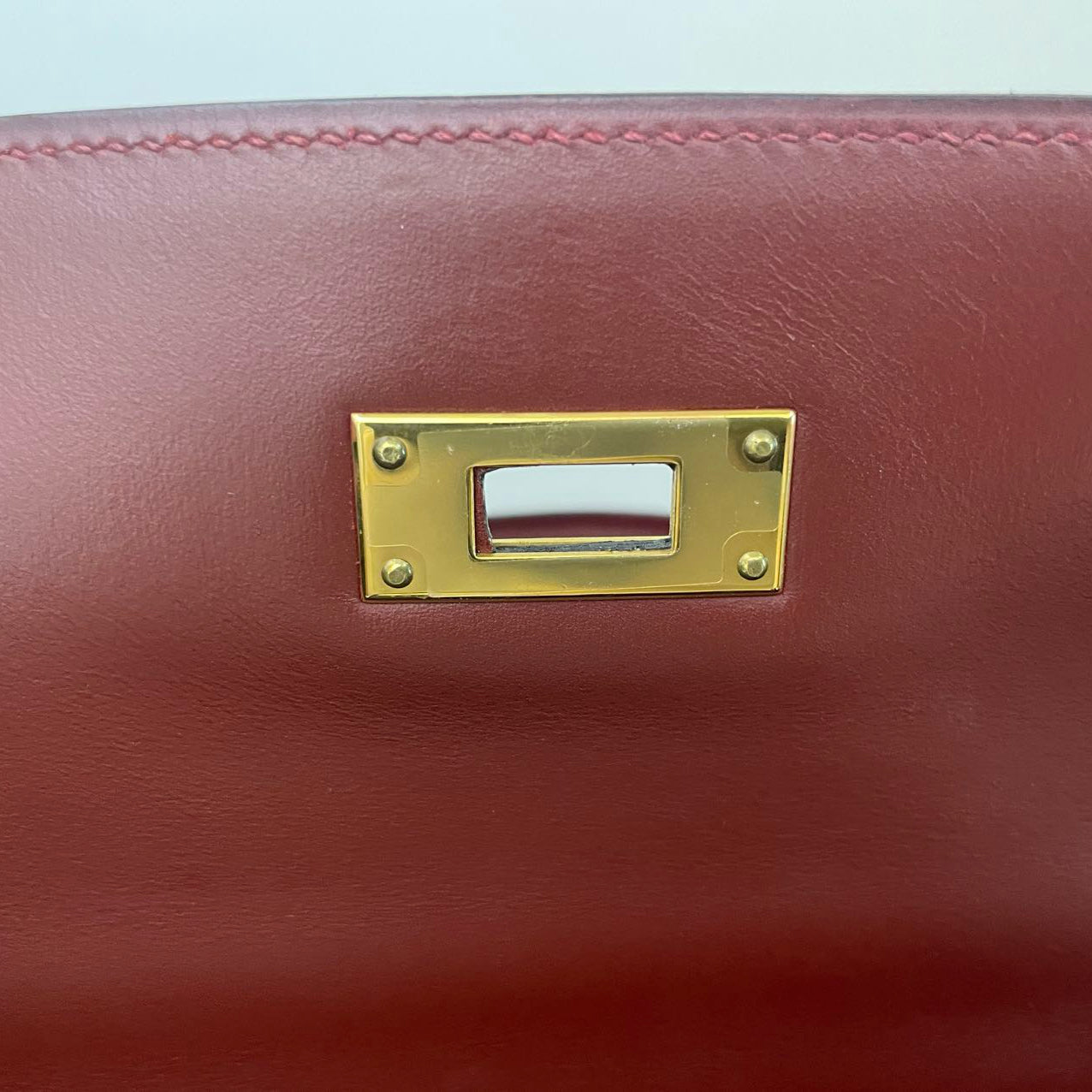 Hermes Kelly 32 Sellier Bag In Burgundy Box Leather With Gold Hardware from 2004