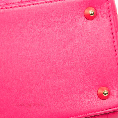 Christian Dior Lady Dior Medium Fuschia Pink Lambskin Gold Hardware