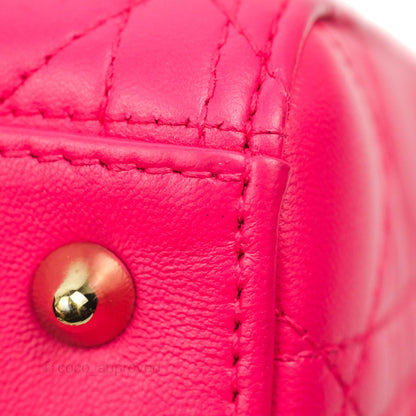 Christian Dior Lady Dior Medium Fuschia Pink Lambskin Gold Hardware