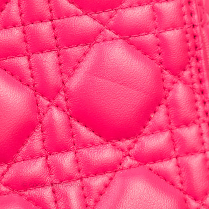 Christian Dior Lady Dior Medium Fuschia Pink Lambskin Gold Hardware