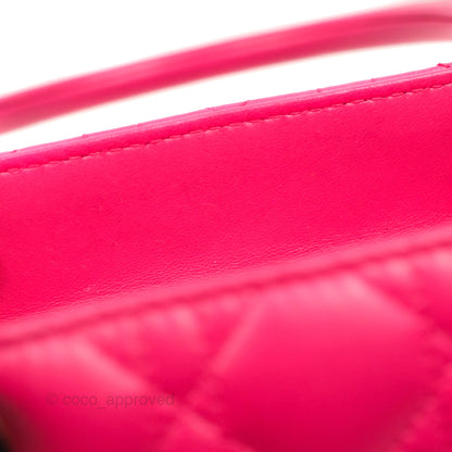 Christian Dior Lady Dior Medium Fuschia Pink Lambskin Gold Hardware