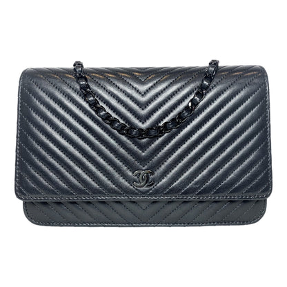 Chanel So Black Chevron Wallet on Chain