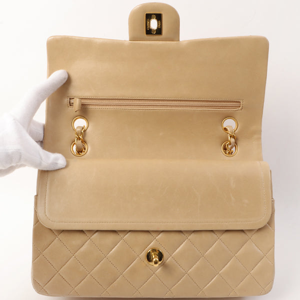 Chanel Around 1995 Made Classic Flap Chain Bag 25Cm Beige