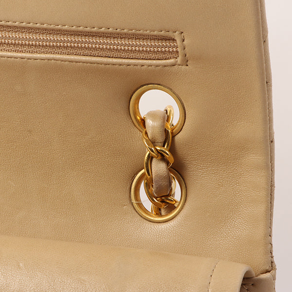 Chanel Around 1995 Made Classic Flap Chain Bag 25Cm Beige