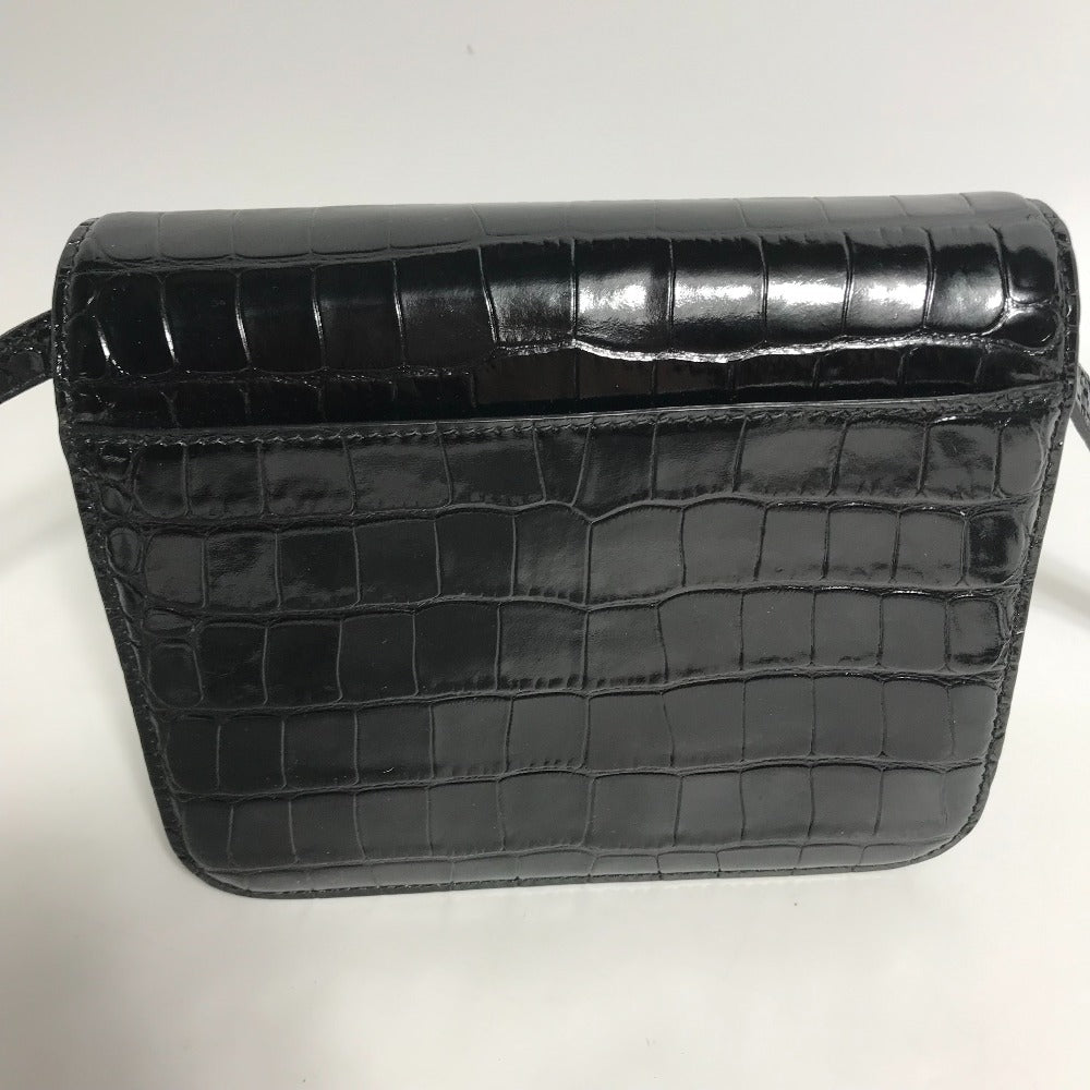 BALENCIAGA Shoulder Bag 592898 Embossed leather black 2WAY clutch bag pouch B logo quilting Women