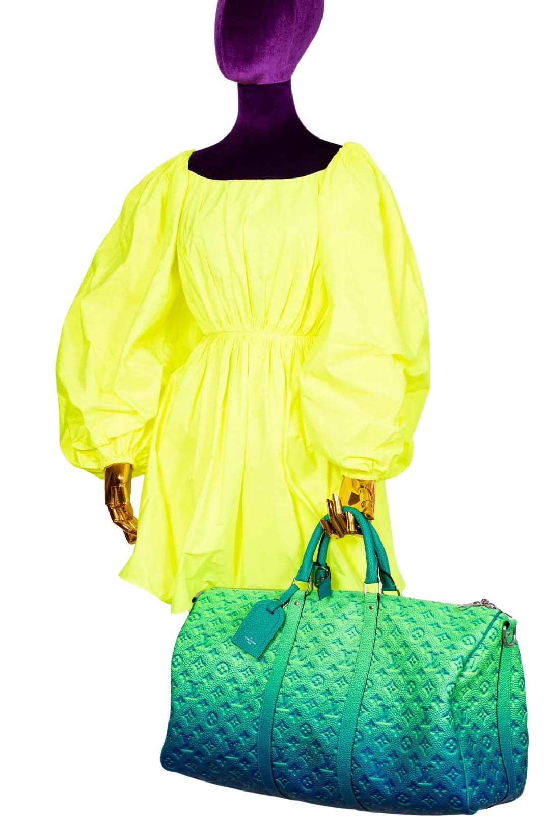 Louis Vuitton x Virgil Abloh Keepall 50B Blue and Green Monogram Taurillon Illusion Silver Hardware
