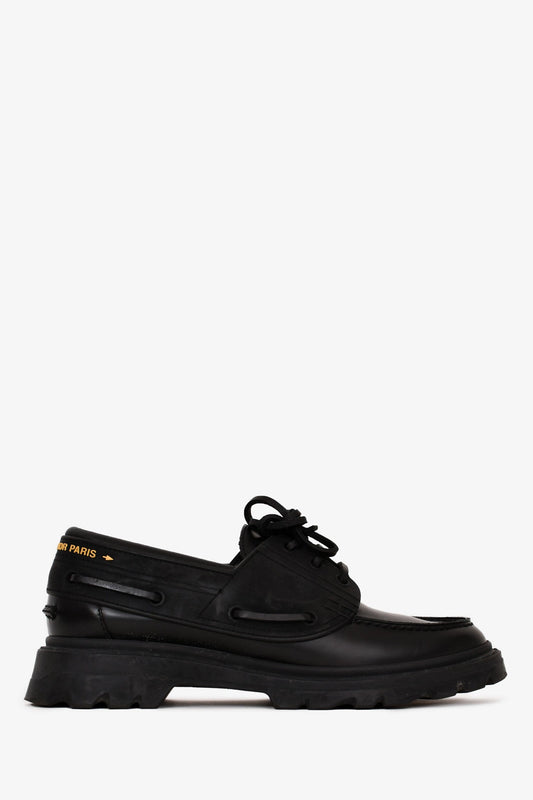 Christian Dior Black Leather Derby Boat Shoes Size 37