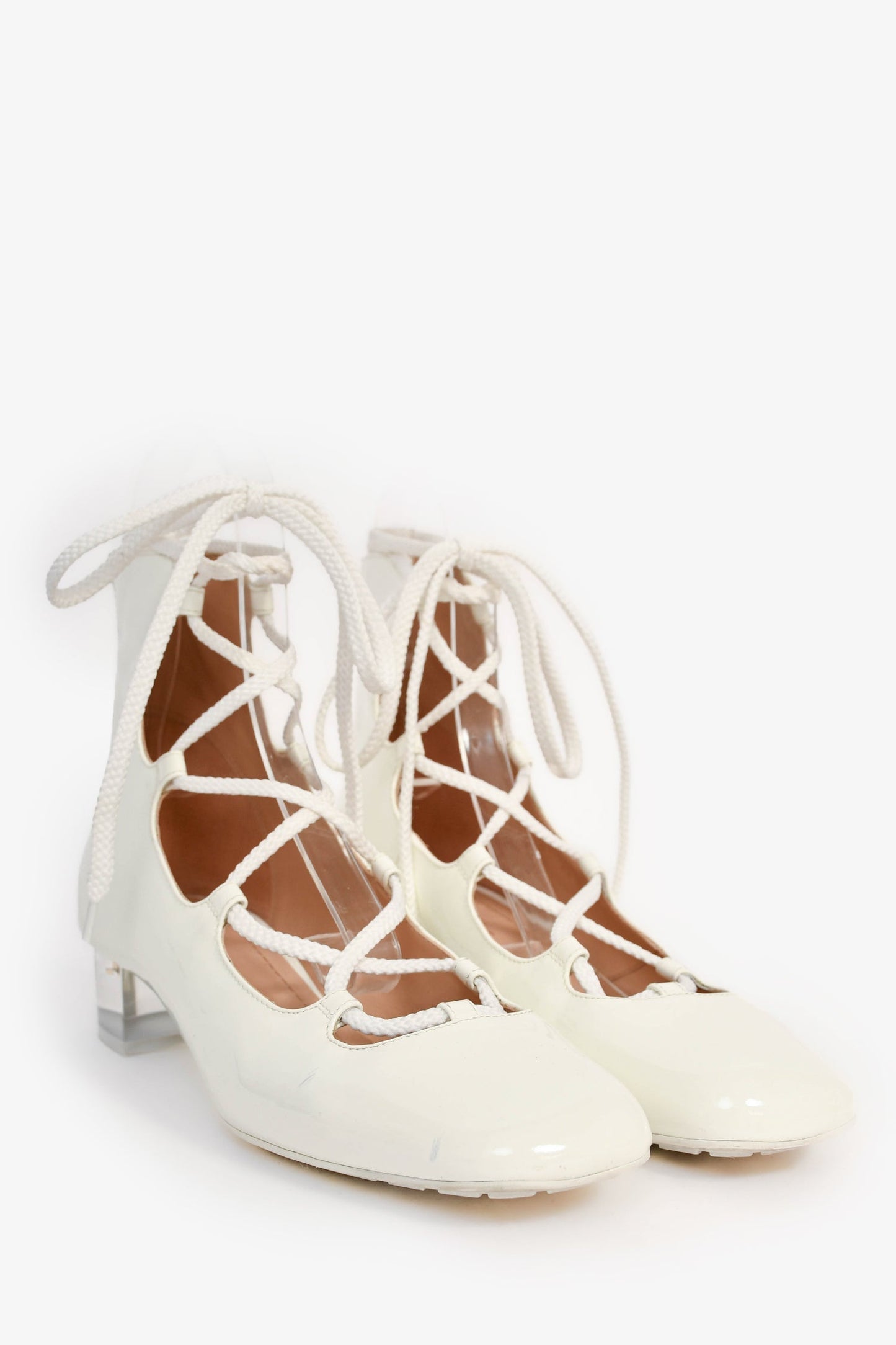 Christian Dior White Patent/Acrylic Heel Lace Up Shoes Size 39