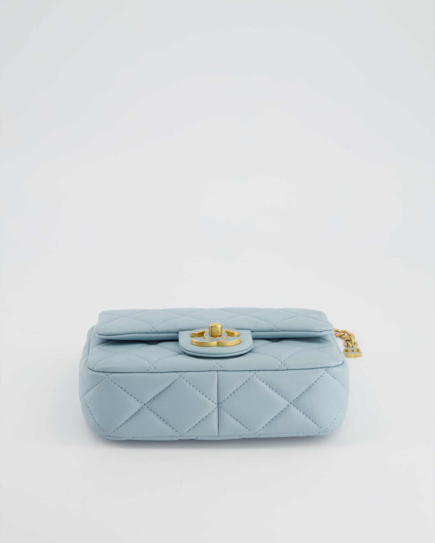 Chanel Powder Blue Mini Square Flap Bag with Gold Hardware