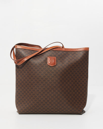 Celine Vintage Brown Monogram Print Tote Bag