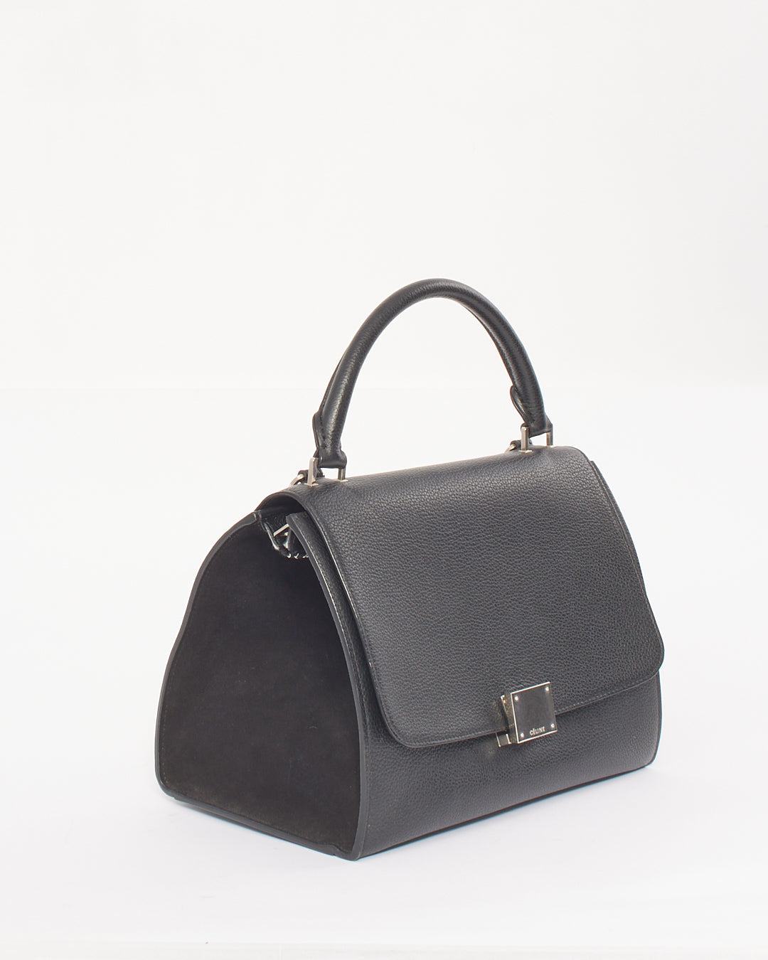 Celine Black Leather & Suede Small Trapeze Bag