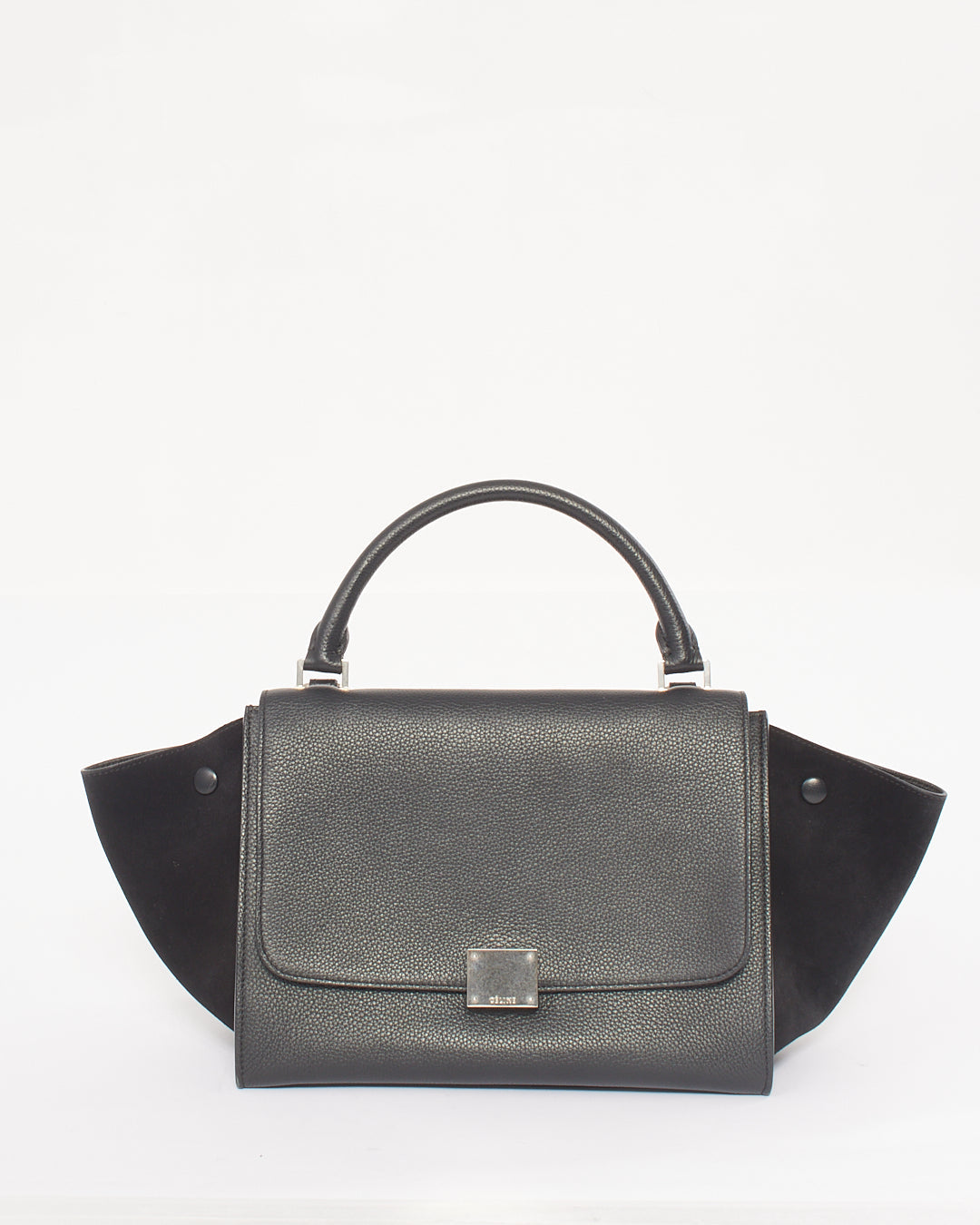 Celine Black Leather & Suede Small Trapeze Bag