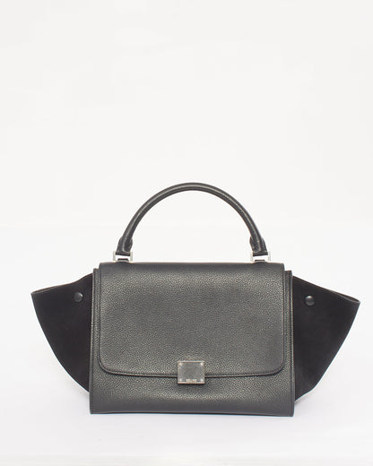 Celine Black Leather & Suede Small Trapeze Bag