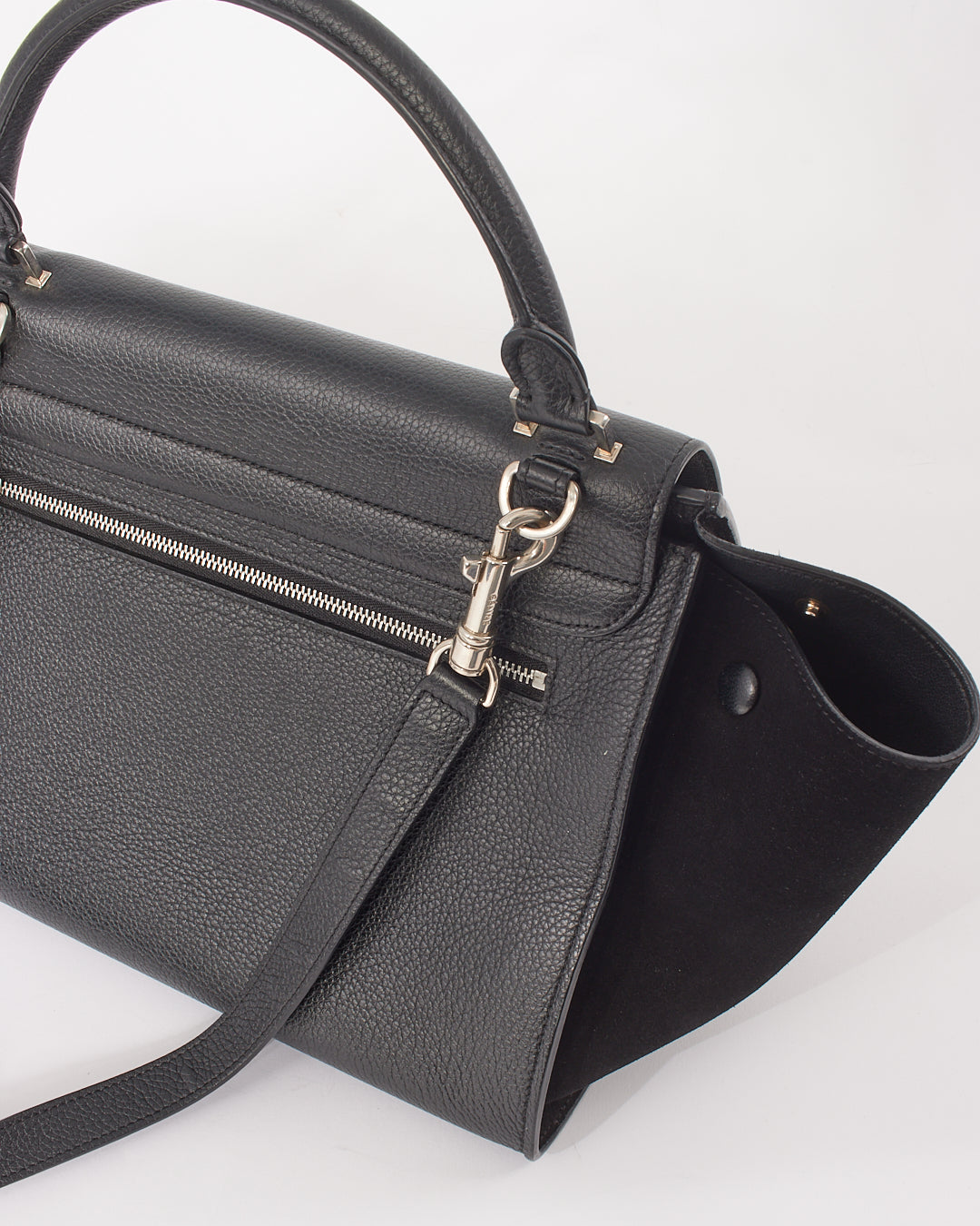 Celine Black Leather & Suede Small Trapeze Bag