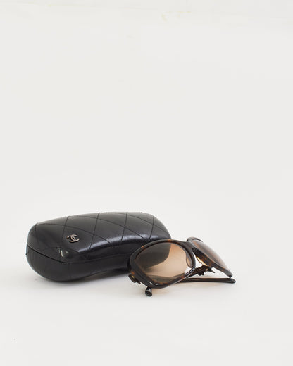 Chanel Brown Tortoise 5171 Ribbon Bow Oversized Sunglasses