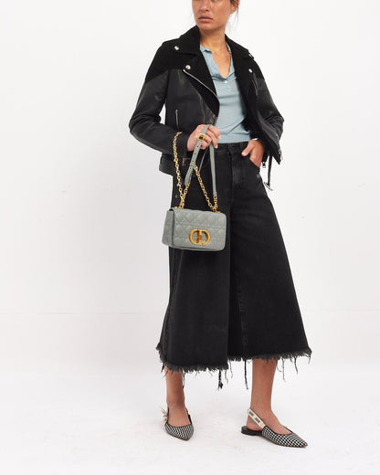 Dior Grey (Stone) Leather Small Caro Bag with Gold Hardware