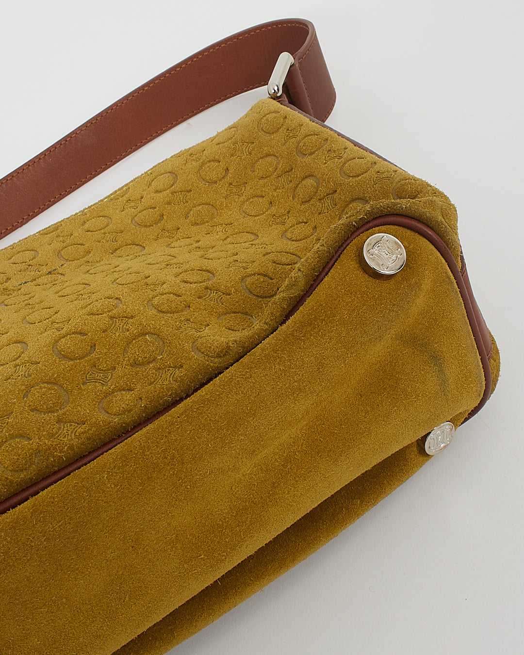 Celine Vintage Green Suede Macadam Shoulder Bag