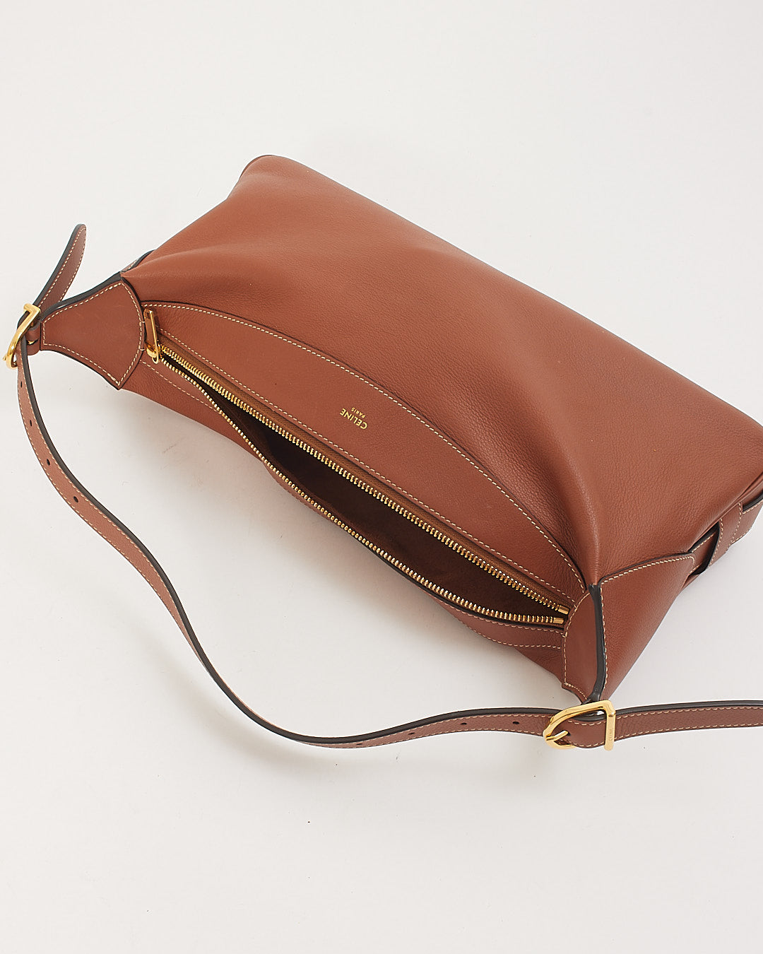 Celine Tan Leather Medium Romy Shoulder Bag
