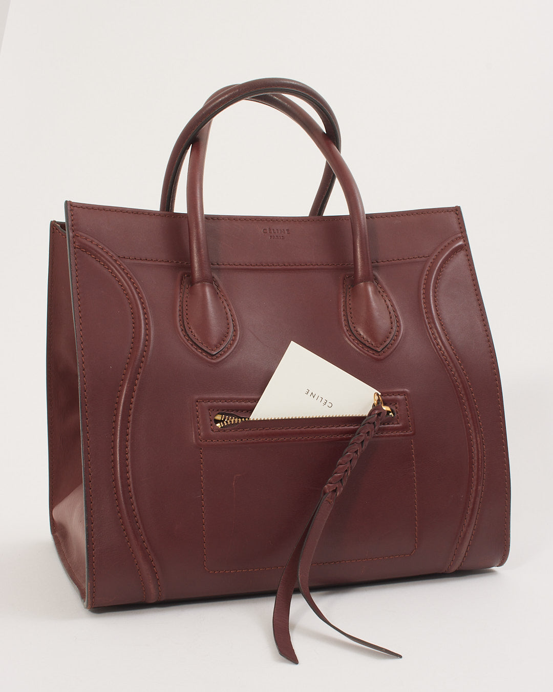 Celine Burgundy Leather Phantom Tote