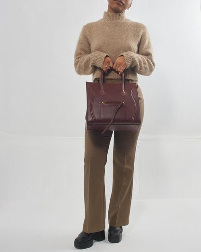 Celine Burgundy Leather Phantom Tote