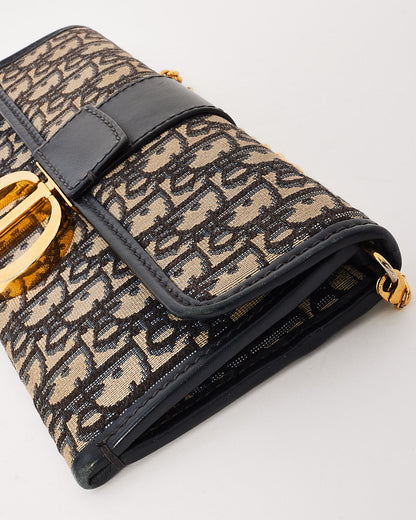 Dior Navy Oblique Canvas 30Montaigne Chain Clutch Bag