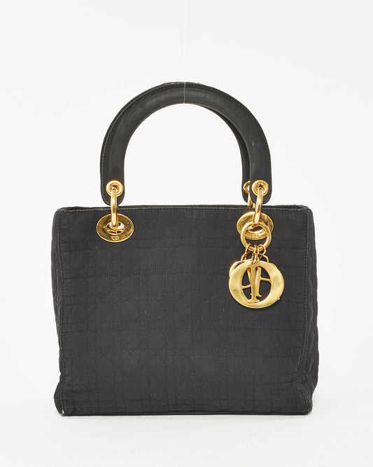 Dior Vintage Black Canvas Medium lady dior Tote